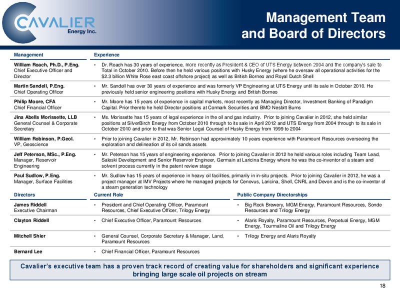 Corporate Presentation Peters & Co Ltd Energy Conference – Cavalier O & G – slide 19