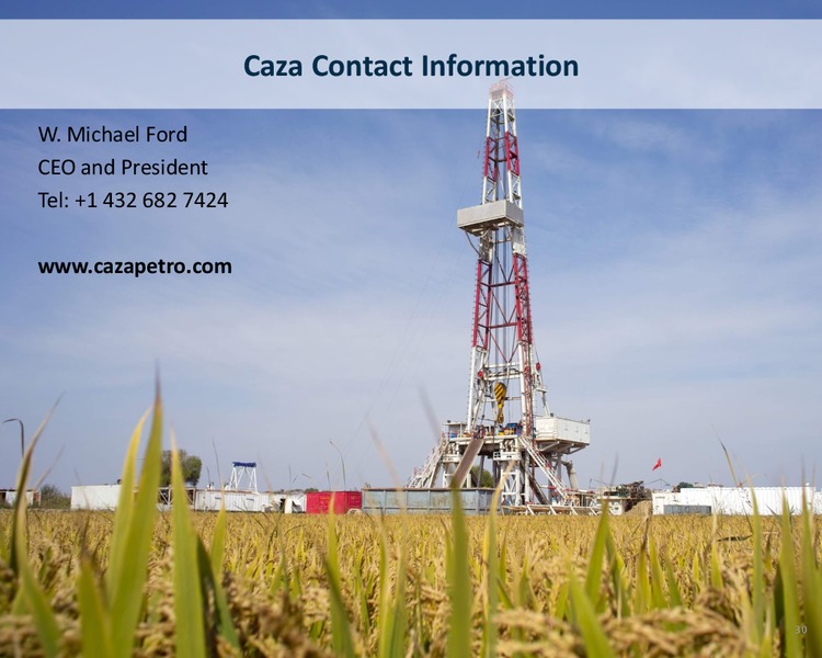 Corporate Overview – Caza Oil & Gas, Inc. – slide 26