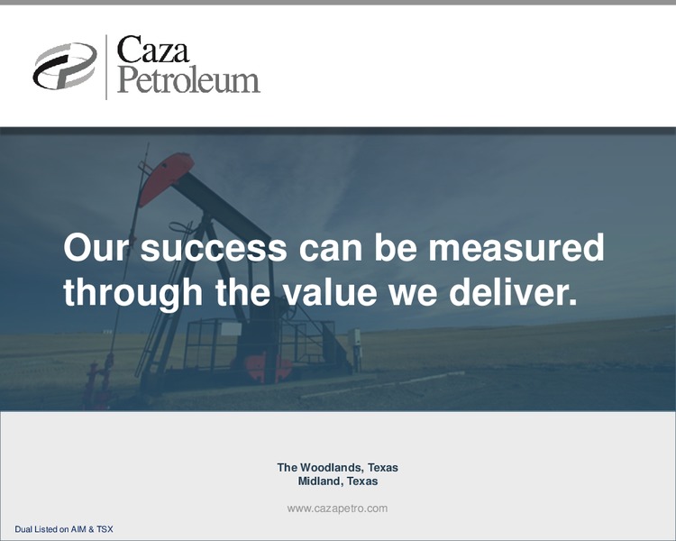 Investor Presentation – Caza Oil & Gas, Inc. – slide 1
