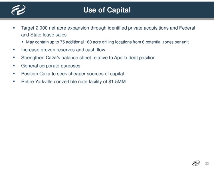 Investor Presentation – Caza Oil & Gas, Inc. – slide 21