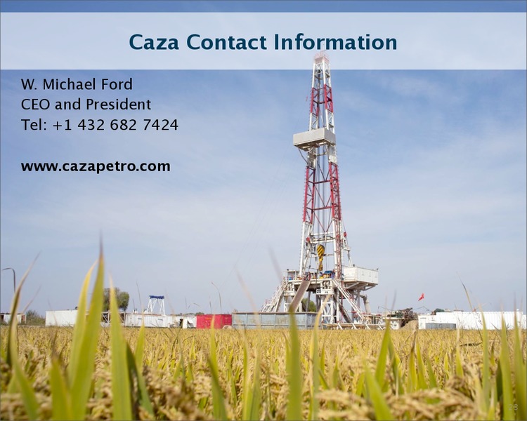 Coporate Overview – Caza Oil & Gas, Inc. – slide 20