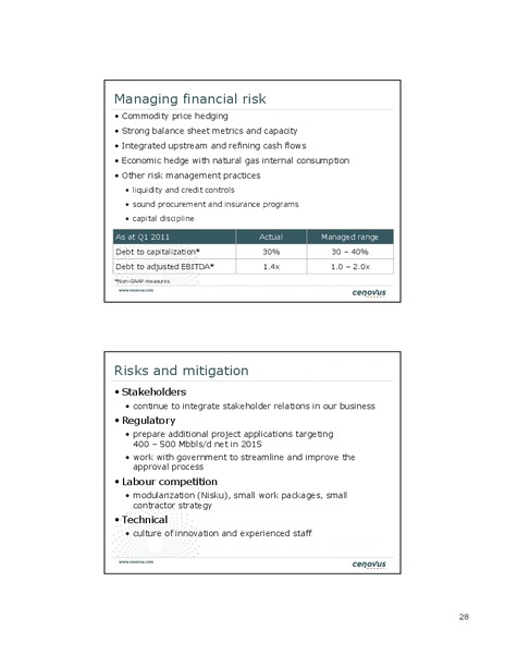 UBS GLOBAL OIL AND GAS CONFERENCE – Cenovus Energy Inc. – slide 28