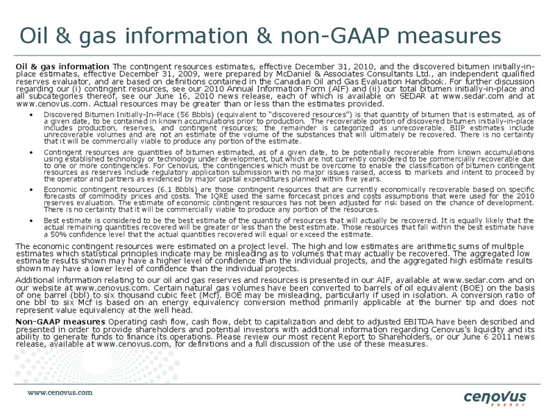 CAPP OIL & GAS INVESTMENT SYMPOSIUM – Cenovus Energy Inc. – slide 2