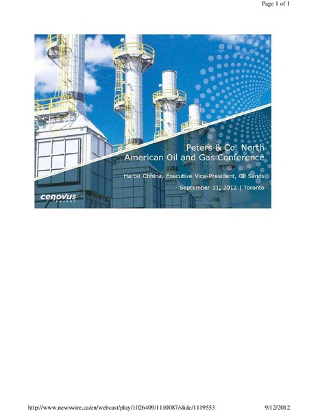 PETERS & CO LIMITED 2012 ENERGY CONFERENCE – Cenovus Energy Inc. – slide 1