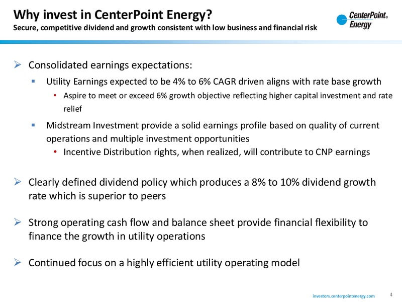 Investor Update – Centerpoint Energy, Inc. – slide 3