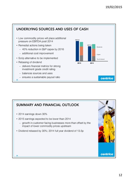 YEAR 2014 PRELIMINARY RESULTS – Centrica Plc – slide 12