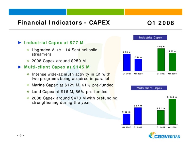 Q1 2008 FINANCIAL RESULTS & OUTLOOK – CGG – slide 7