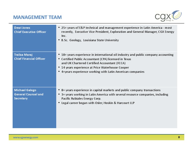 2014 Annual and Special Meeting of Shareholders – Cgx Energy Inc. – slide 7