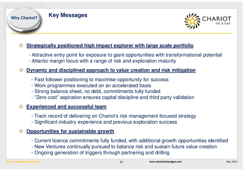 MAY 2015 CORPORATE PRESENTATION – Chariot Oil and Gas – slide 20