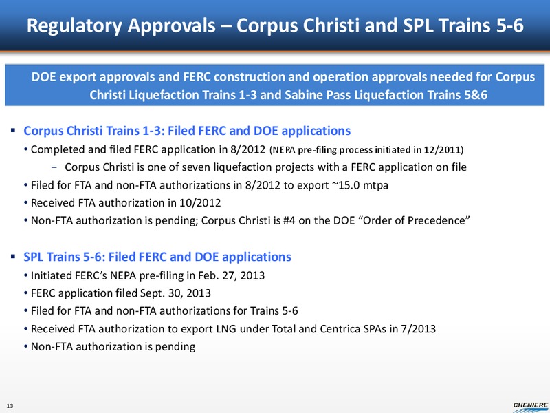 JANUARY 2014 CORPORATE PRESENTATION – Cheniere Energy, Inc. – slide 12
