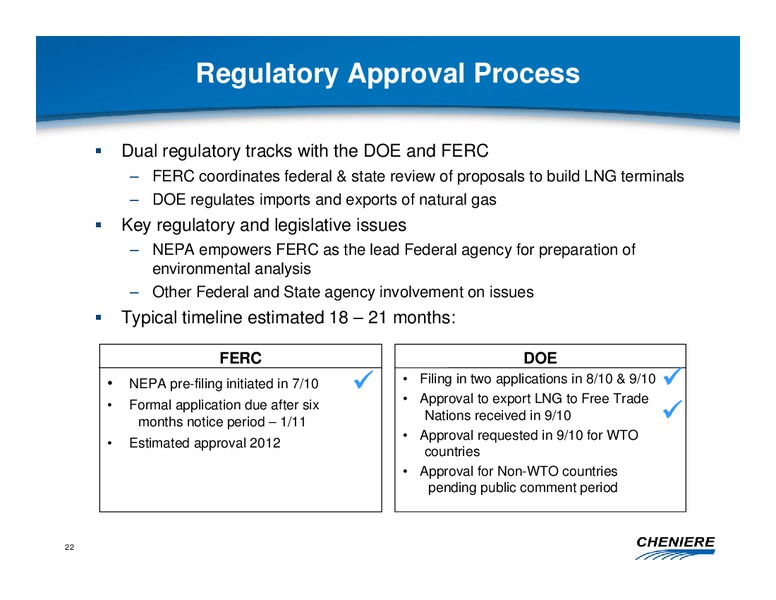 NOVEMBER 2010 CORPORATE PRESENTATION – Cheniere Energy, Inc. – slide 21