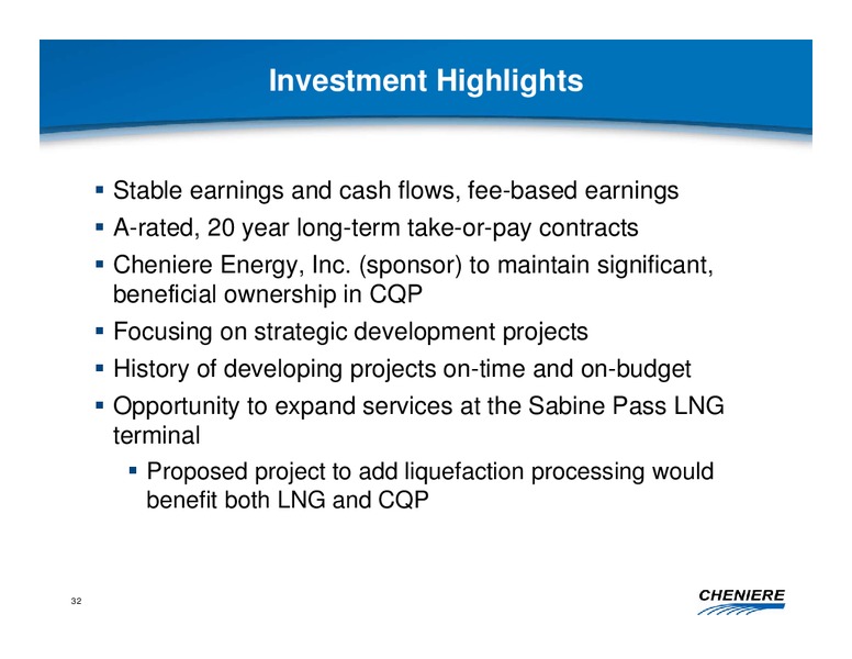 NOVEMBER 2010 CORPORATE PRESENTATION – Cheniere Energy, Inc. – slide 31