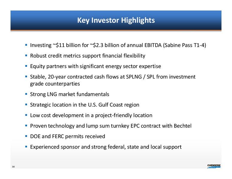 CAPITAL ONE SOUTHCOAST 2012 ENERGY CONFERENCE – Cheniere Energy, Inc. – slide 15