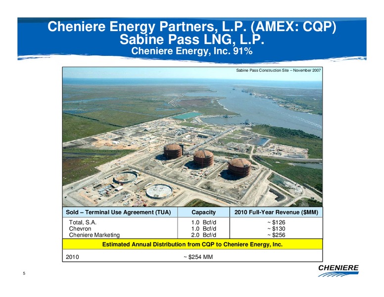FBR CAPITAL MARKETS INVESTOR CONFERENCE – Cheniere Energy Partners Lp. – slide 4