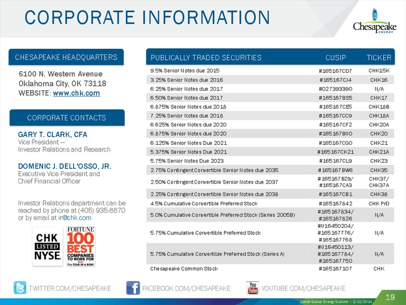 CREDIT SUISSE ENERGY SUMMIT – Chesapeake Energy Corp – slide 18