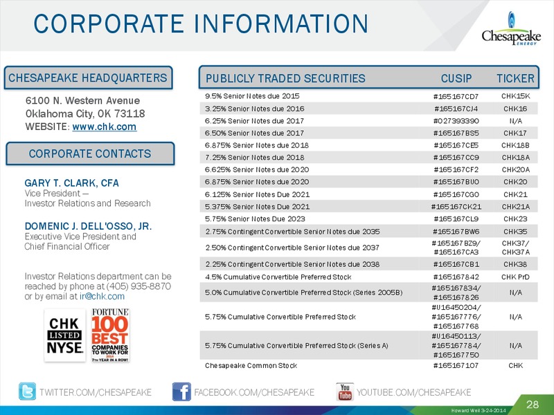 HOWARD WEIL 42 ND ANNUAL ENERGY CONFERENCE – Chesapeake Energy Corp – slide 27