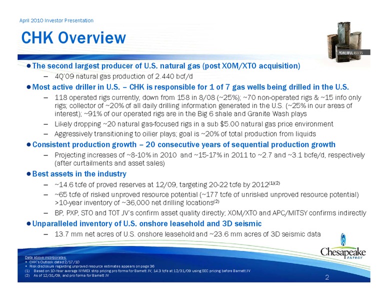 April 2010 Investor Presentation – Chesapeake Energy Corp – slide 2