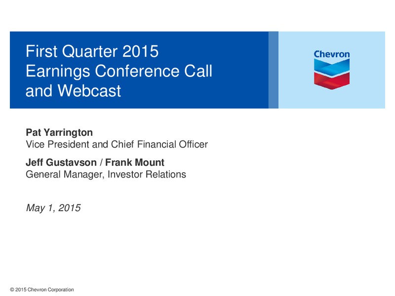 Q1 2015 EARNINGS CALL – Chevron Corp – slide 1