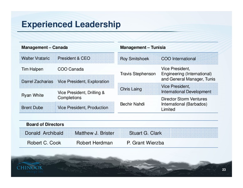 CORPORATE PRESENTATION – Chinook Energy, Inc. – slide 21