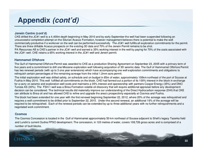 CORPORATE PRESENTATION – Chinook Energy, Inc. – slide 31