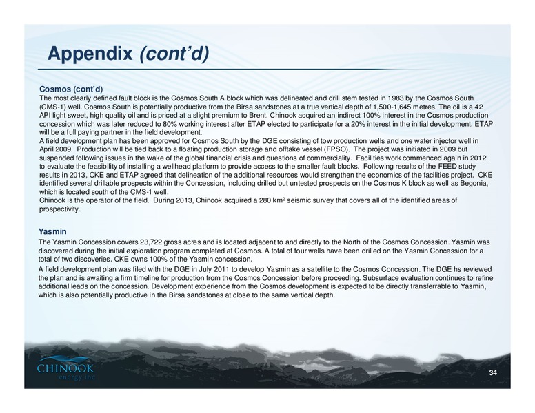 CORPORATE PRESENTATION – Chinook Energy, Inc. – slide 32