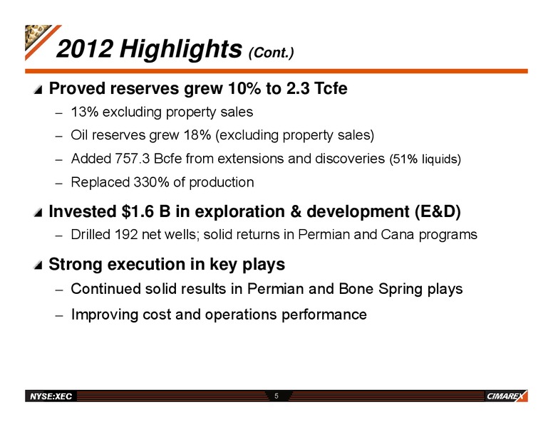 YEAR END 2012 RESULTS – Cimarex Energy Co. – slide 3