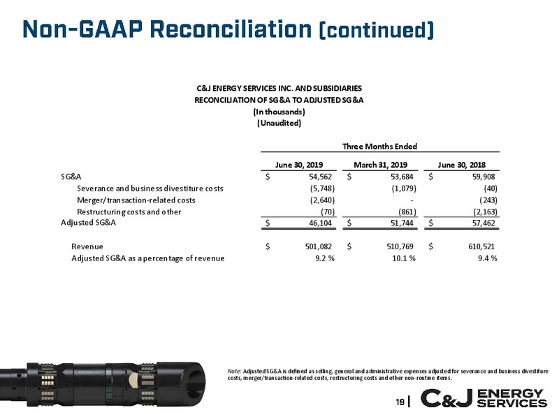 2Q 2019 Earnings Presentation – CJ Energy Services Inc. – slide 18