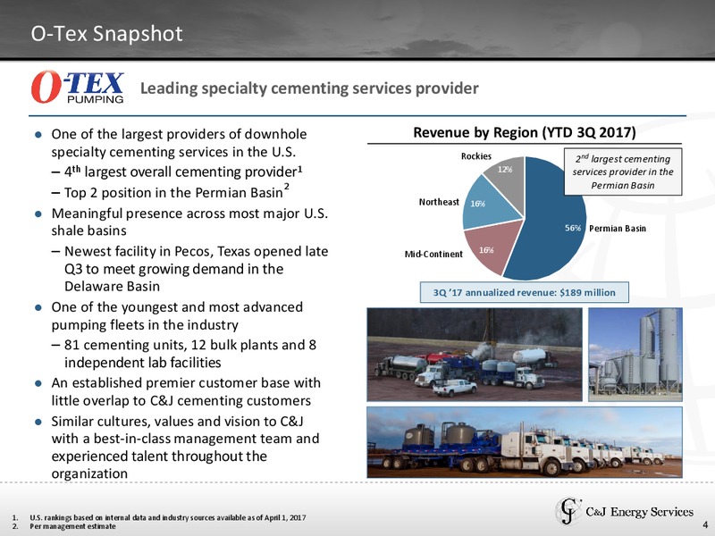 O Tex Pumping Acquisition October 2017 – CJ Energy Services Inc. – slide 3