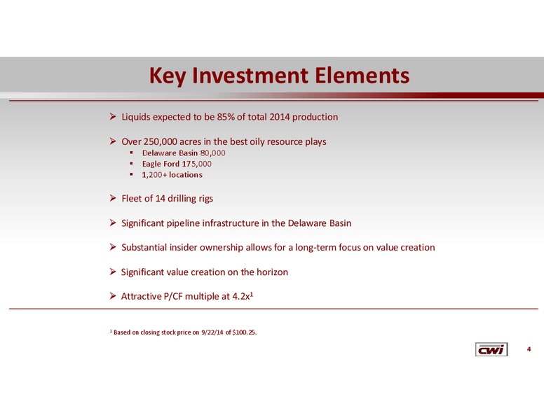 Johnson Rice Energy Conference – Clayton Williams Energy Inc. – slide 3