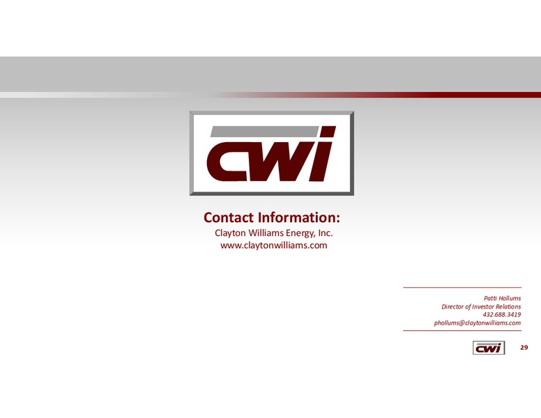 Johnson Rice Energy Conference – Clayton Williams Energy Inc. – slide 26