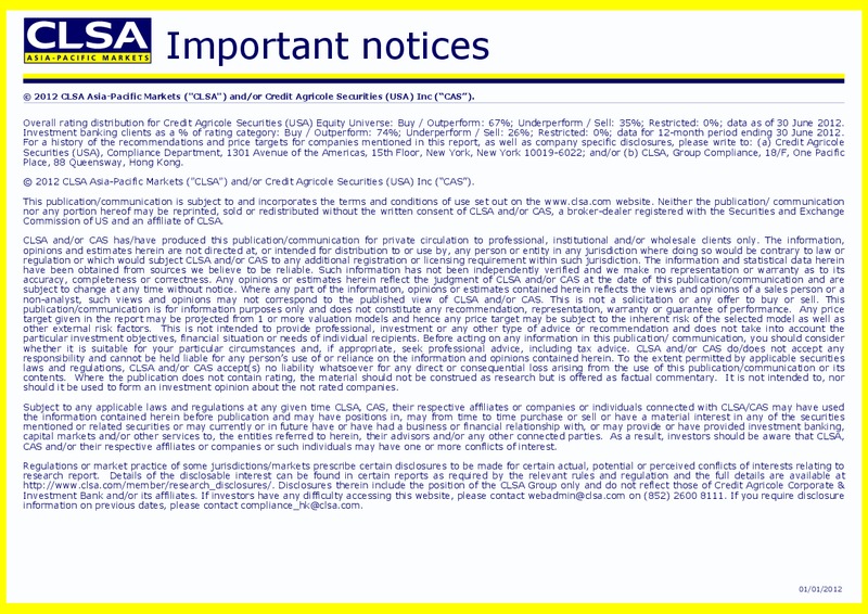 Investor Presentation – CLSA – slide 14