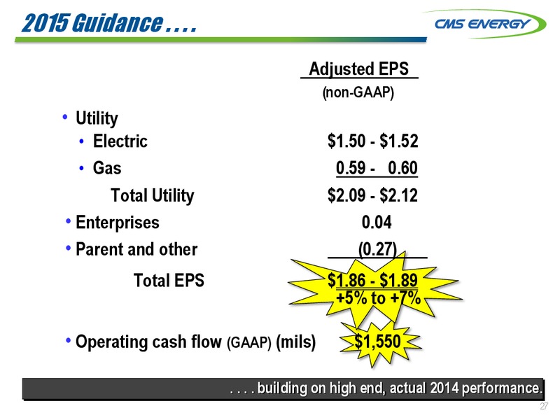UBS 2015 Natural Gas & Electric Utilities Conference – Cms Energy – slide 27