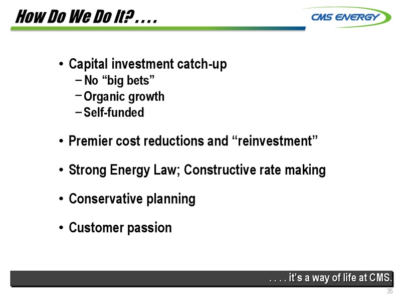 INVESTOR MEETINGS – Cms Energy – slide 35