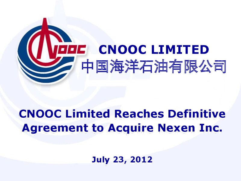 JULY 2012 INVESTOR PRESENTATION – CNOOC Limited – slide 1