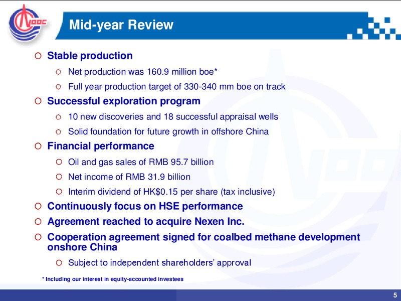 2012 MID YEAR REVIEW – CNOOC Limited – slide 4