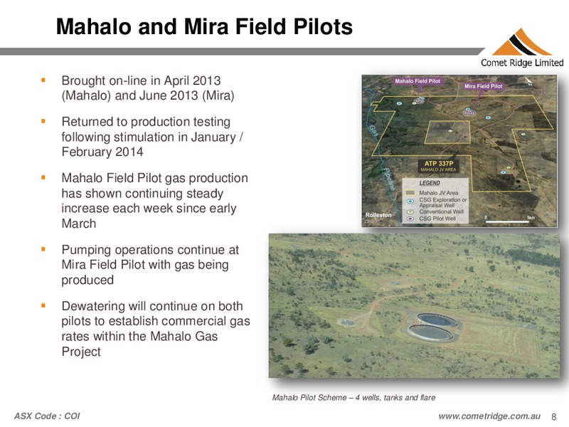 Noosa Mining & Exploration Conference – Comet Ridge Ltd. – slide 8