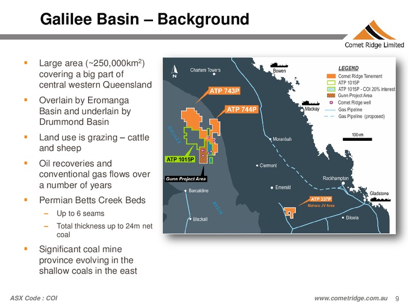 Noosa Mining & Exploration Conference – Comet Ridge Ltd. – slide 9