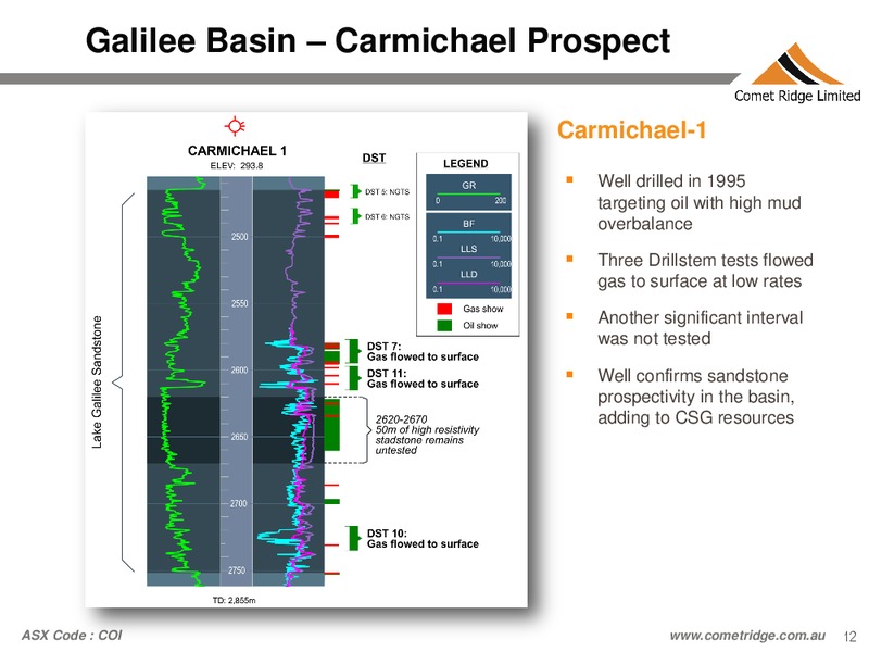 Noosa Mining & Exploration Conference – Comet Ridge Ltd. – slide 12