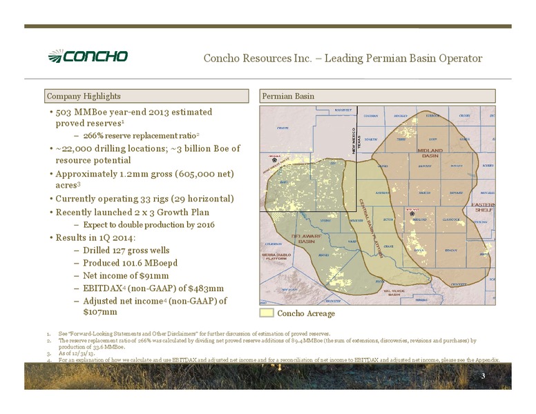 1Q14 Earnings Conference Call – Concho Resources, Inc. – slide 2