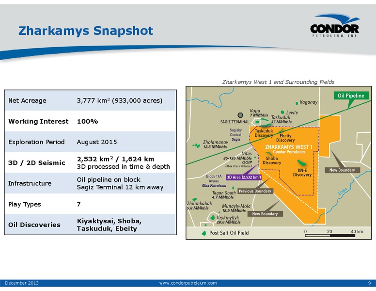 December 2013 Corporate Presentation – Condor Petroleum Inc – slide 9
