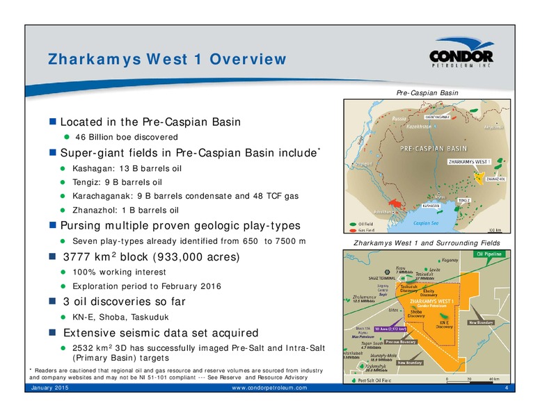 January 2015 Corporate Presentation – Condor Petroleum Inc – slide 4