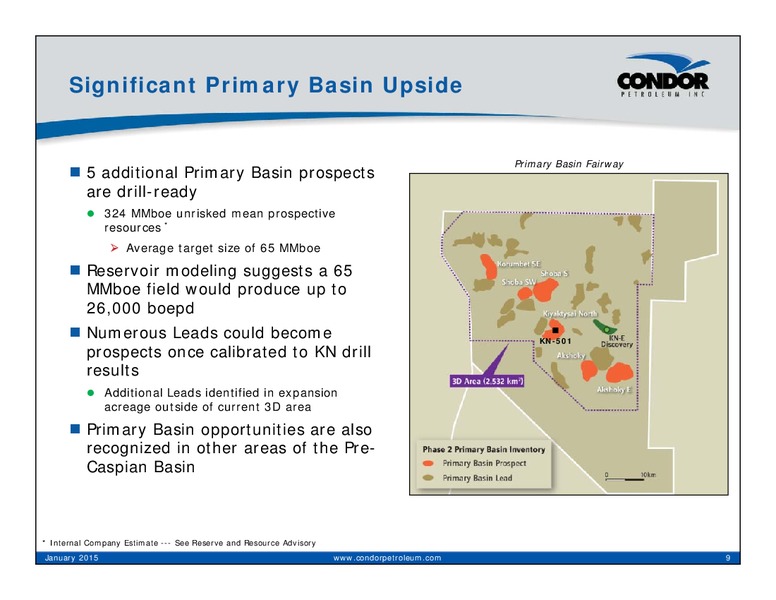 January 2015 Corporate Presentation – Condor Petroleum Inc – slide 9