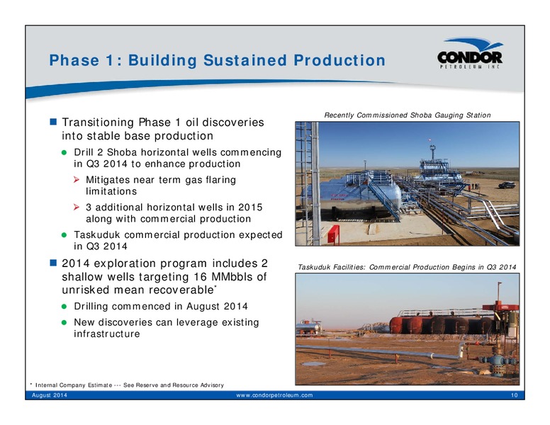 August 2014 Corporate Presentation – Condor Petroleum Inc – slide 10