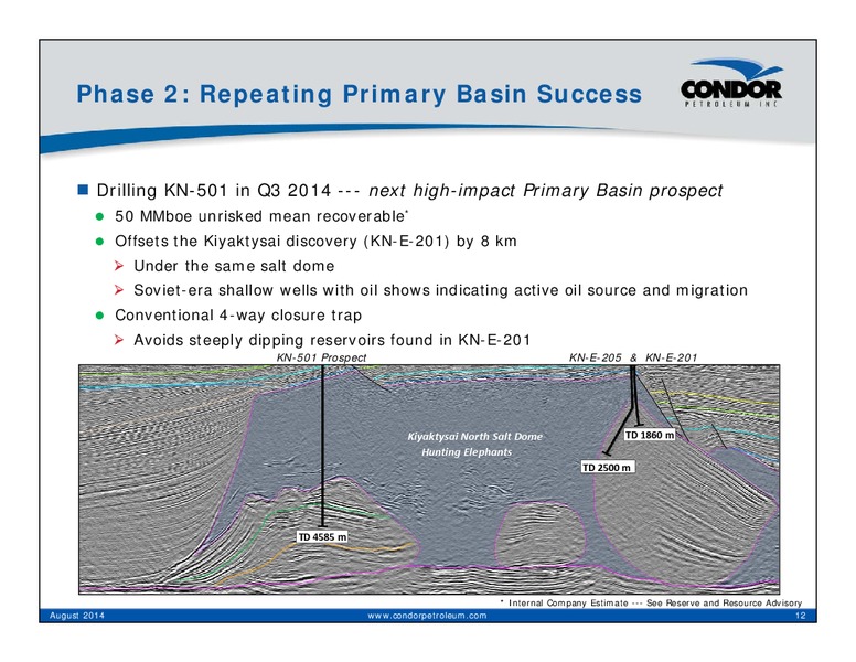 August 2014 Corporate Presentation – Condor Petroleum Inc – slide 12