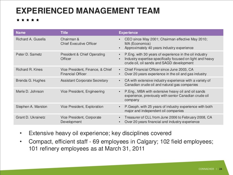 JUNE 2011 INVESTOR PRESENTATION – Connacher Oil & Gas Ltd. – slide 24