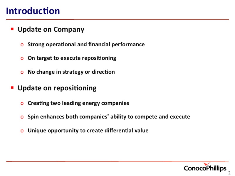 INVESTOR UPDATE – ConocoPhillips – slide 2