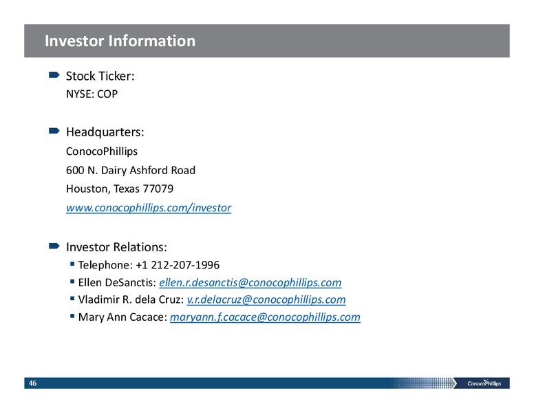 INVESTOR PRESENTATION – ConocoPhillips – slide 44