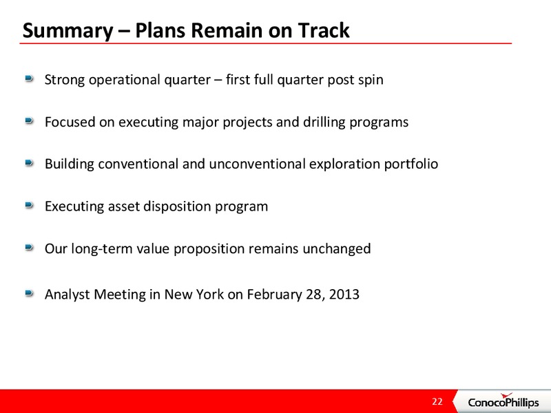 3RD QUARTER 2012 CONFERENCE CALL – ConocoPhillips – slide 21
