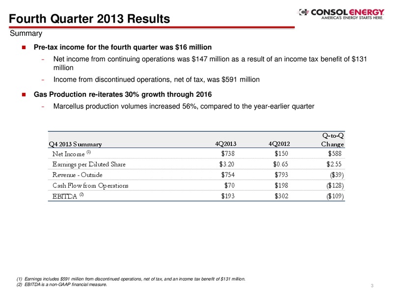 Q4 2013 Earnings Call – Consol Energy Inc. – slide 2