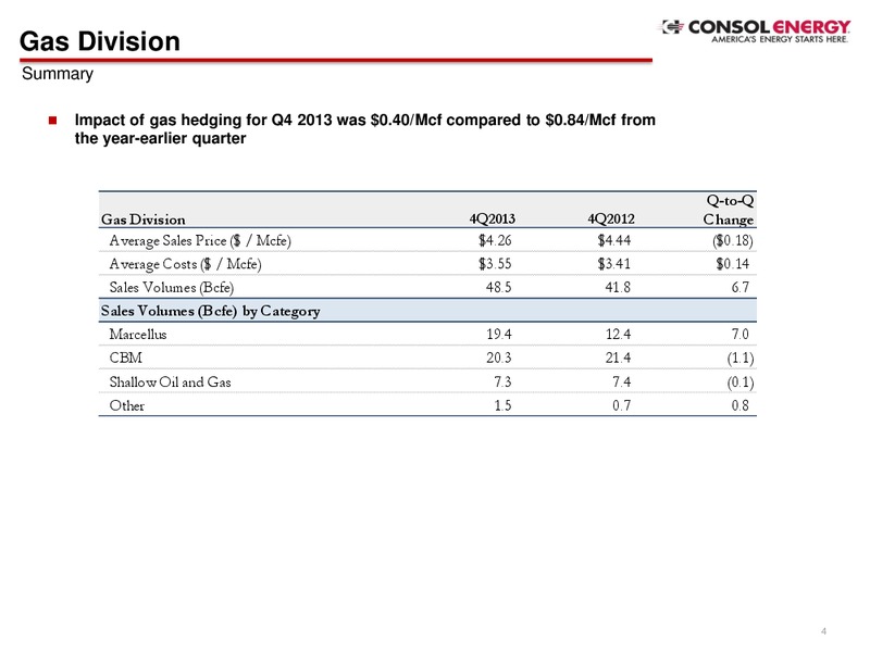 Q4 2013 Earnings Call – Consol Energy Inc. – slide 3